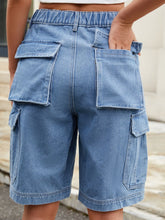 High Waist Denim Shorts with Pockets OutfitFlow